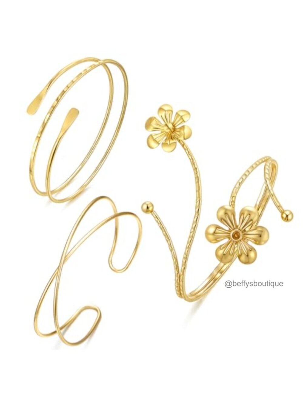3pc Gold Plated Arm Cuff Bracelet Set Adjustable Open Cuff Women Jewelry